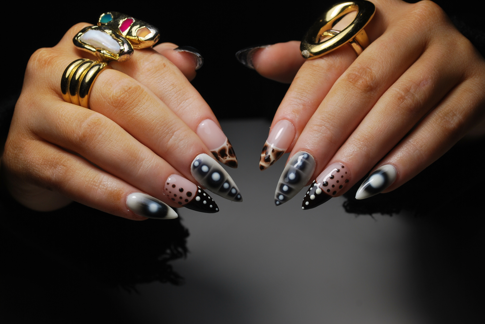 Editorial dot and tortoise nail art